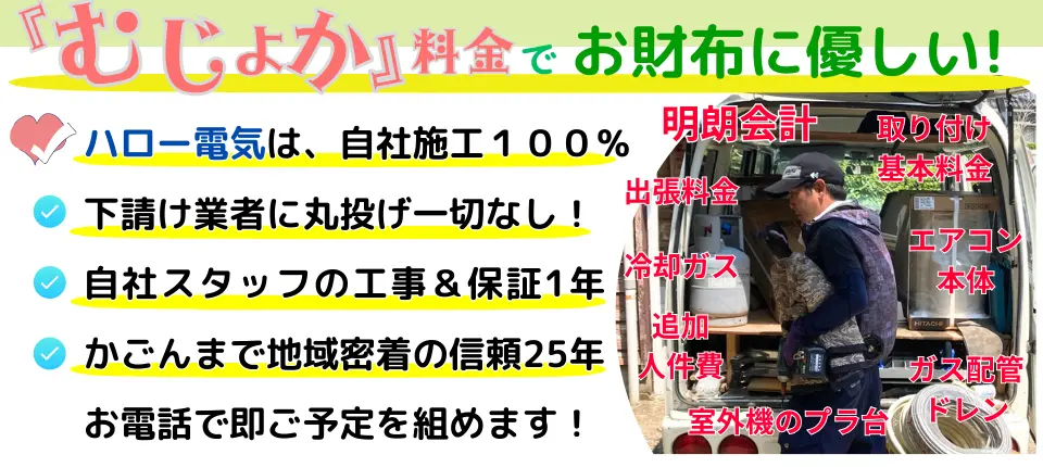 鹿児島でのエアコン工事の様子